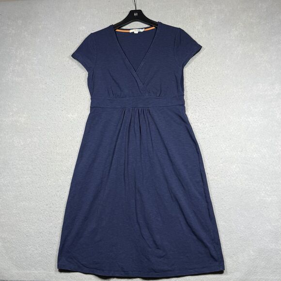 Boden Dresses & Skirts - Boden Dress Women’s 10 Blue Short Sleeve V Neck Jersey Wrap Knee Length Casual